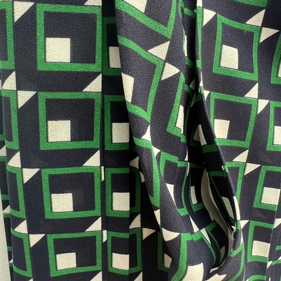 J. Crew Sz 10 A-line Skirt w/ Blue,Green, and White Geometric Pattern - Picture 5 of 8
